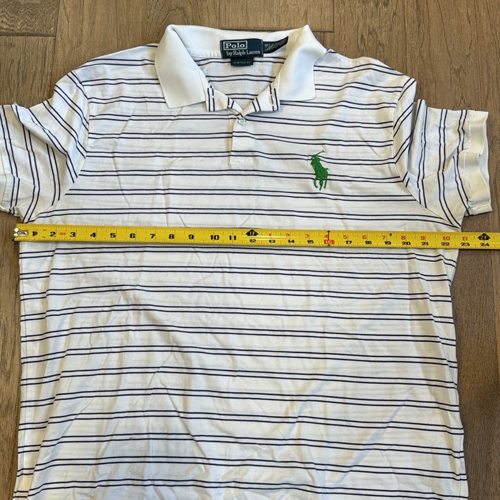 EUC Ralph Lauren Polo Shirt Large White Green Big Pony Outdoors 3 RLPC Rugby - Picture 5 of 9